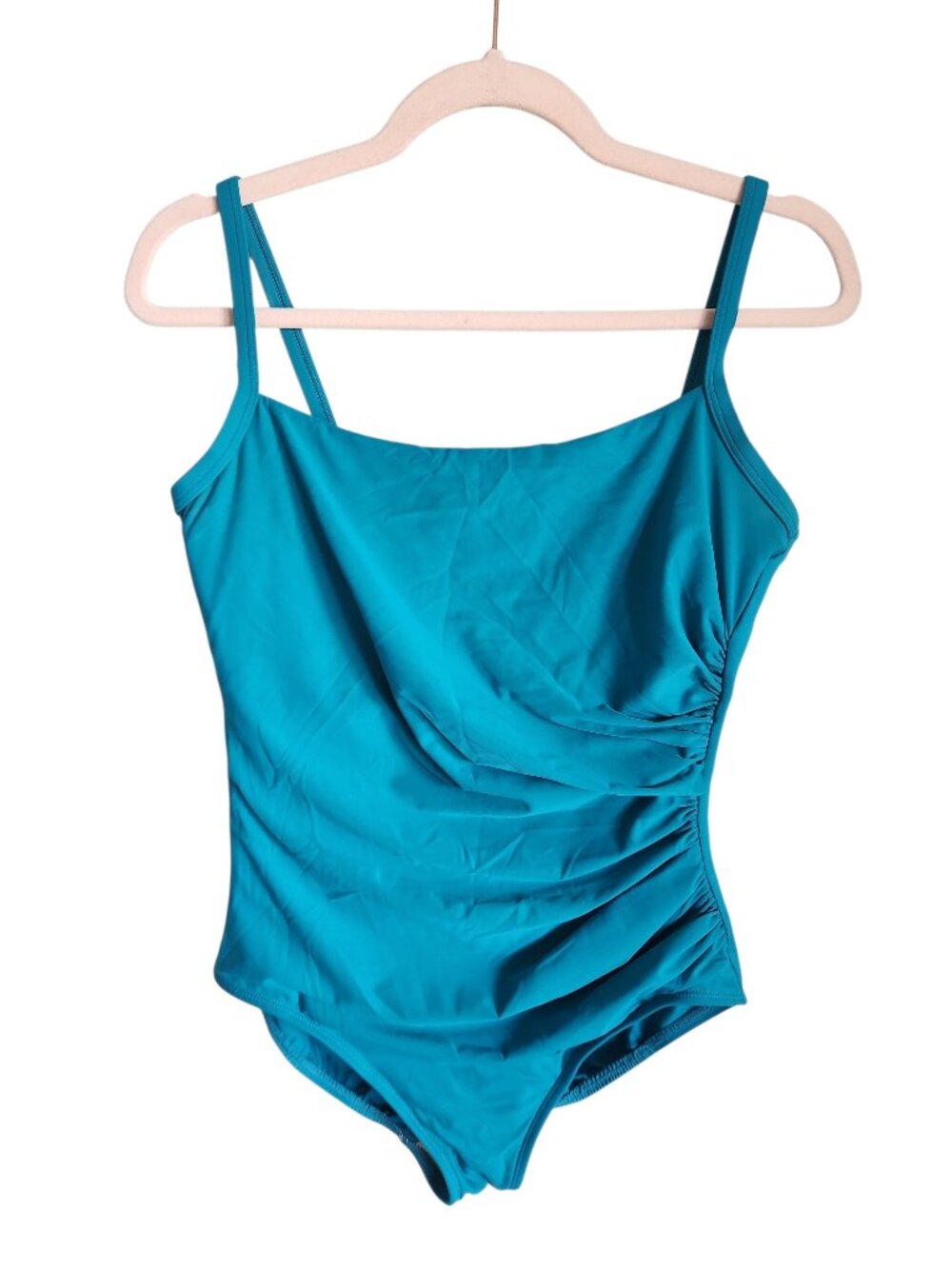 Miraclesuit Swimsuit Teal Green Blue 12 Women's One Piece Bathing Suit Ruched